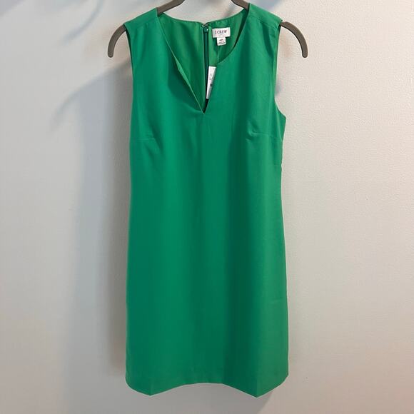 NWT J.Crew Green Sleeveless V-neck Shift Dress Size 4P - Picture 2 of 9